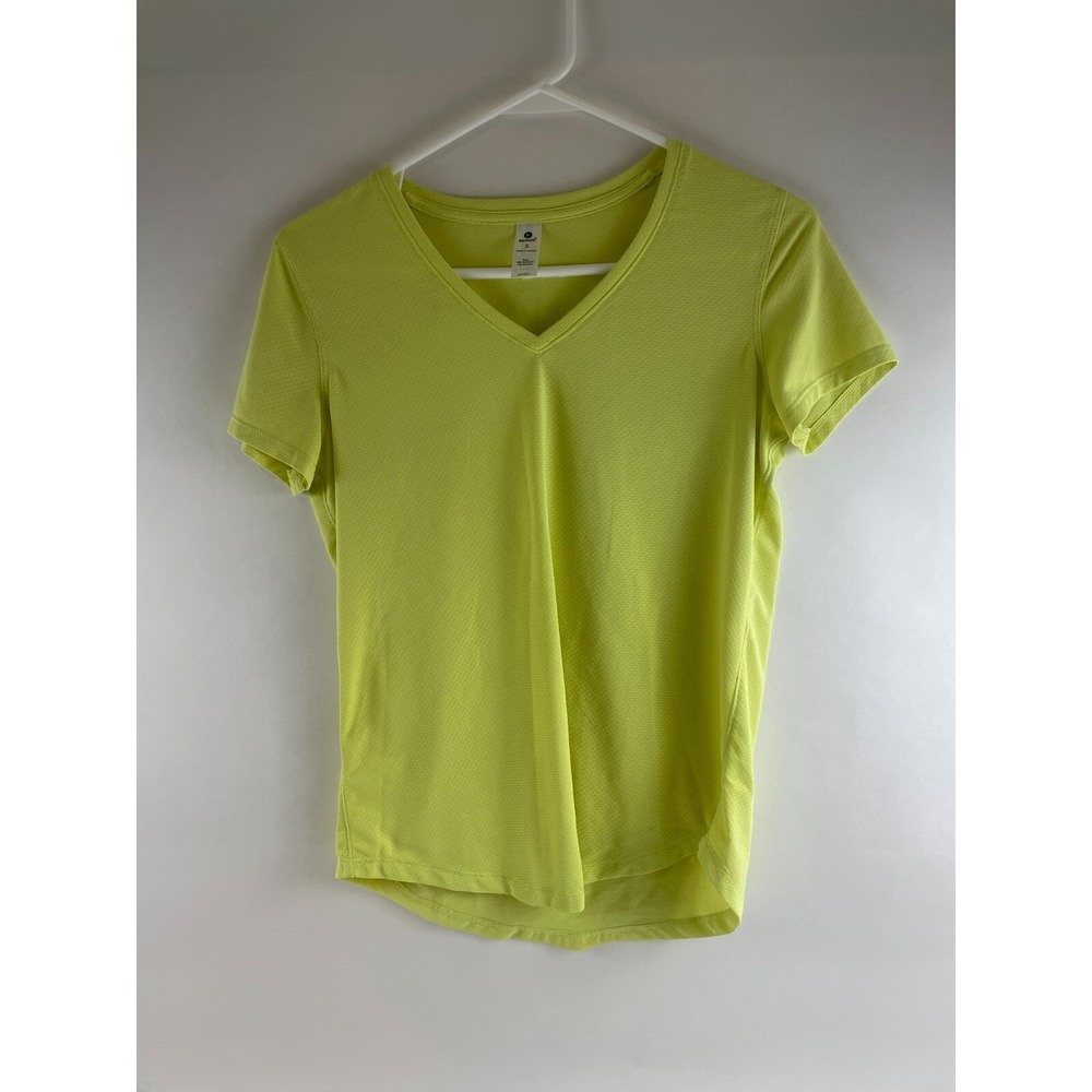 90 Degree by Reflex T-Shirt Women's Size S Yellow Activewear V-Neck Short Sleeve